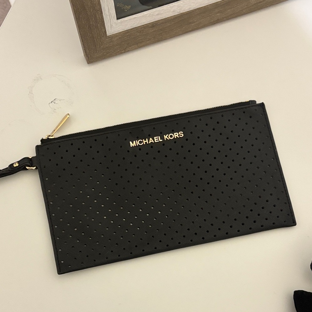 Michael Kors Perforated Black Clutch